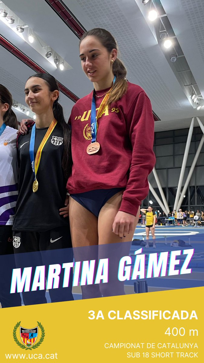 Pau Carnicer 🥇 i Martina Gámez 🥉 pujen al podi al Campionat de Catalunya Sub 18 ST. Els dos hab superat les seves marques personals

#OrgullUCA

<a href="/scgramenet/">Aj. Sta. Coloma Gram</a> <a href="/elmirallnet/">El Mirall.net</a>  <a href="/DiariStaColoma/">Diari Santa Coloma</a>  <a href="/Atletisme_FCA/">Federació Catalana d’Atletisme</a>