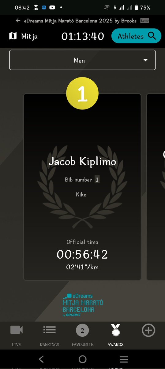 MunyaMunzwe's tweet image. Kiplimo just smashed Half Marathon WR by nearly a minute. #barcelonahalfmarathon