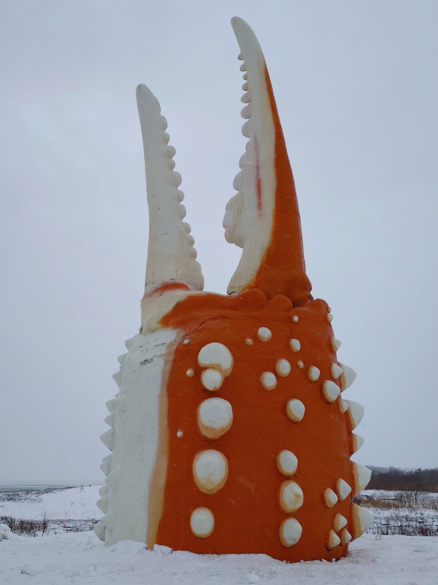 hajime_kimura's tweet image. After a three-hour drive, #Mombetsu welcomed me back, with its iconic giant crab claw still standing tall, just as it was a year ago.
