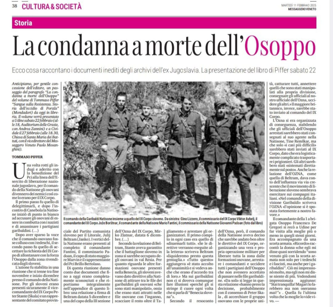 una pagina misconosciuta della nostra storia. a 80 anni dalla strage di #Porzus ricordiamo i partigiani "bianchi" della brigata #Osoppo, trucidati dai partigiani "rossi" della brigata garibaldi perché si opponevano all' annessione delle nostre terre alla jugoslavia di tito