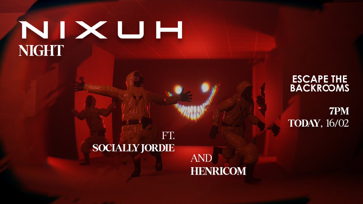 NixuhCorp's tweet image. No-clipping straight into the unknown. Join us for Nixuh Night...If you can find your way out of the Backrooms.

🗓️ Tonight | 7PM SAST
🏃‍♂️ Escape The Backrooms

This stream is powered by @metazerogg