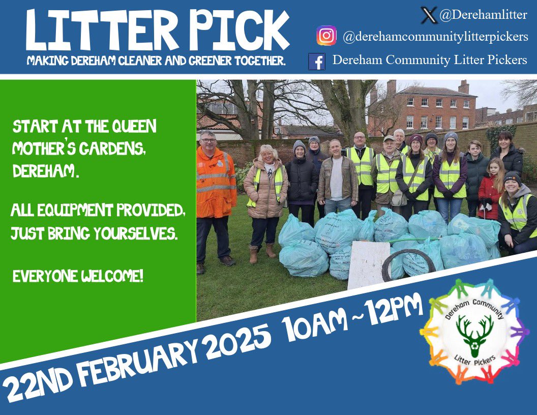 If you’re looking for something to do at the end of half term, why not come and join us on a litter pick. All equipment is provided and we start from Queen Mothers Gardens at 10am. Hope to see you there! <a href="/BreckCouncil/">Breckland Council</a> <a href="/KeepBritainTidy/">Keep Britain Tidy</a>