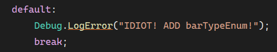 SpielmannSpiel's tweet photo. meaningful error messages are important!
for example, thanks to past-me I know exactly what the error is, where the error is and what to do!
Also: Working on a new progress bar for the #ProgressBarSimulator
#gamedev #indiedev #unity #unity3d #programming #programmingTips https://t.co/zqztmScJjq