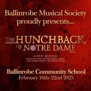 Kate Furlong (@aims_pro) on Twitter photo Best of Luck <a href="/BallinrobeMusSo/">Ballinrobe Musical Society</a> with The Hunchback of Notre Dame which runs from Sunday 16 to Saturday 22 of February. This show of miracles will leave you feeling on top of the world.
Don’t be an outcast, be a bell and head along. #hunchofshow #beabell
Xxx😉 Best of Luck <a href="/BallinrobeMusSo/">Ballinrobe Musical Society</a> with The Hunchback of Notre Dame which runs from Sunday 16 to Saturday 22 of February. This show of miracles will leave you feeling on top of the world.
Don’t be an outcast, be a bell and head along. #hunchofshow #beabell
Xxx😉