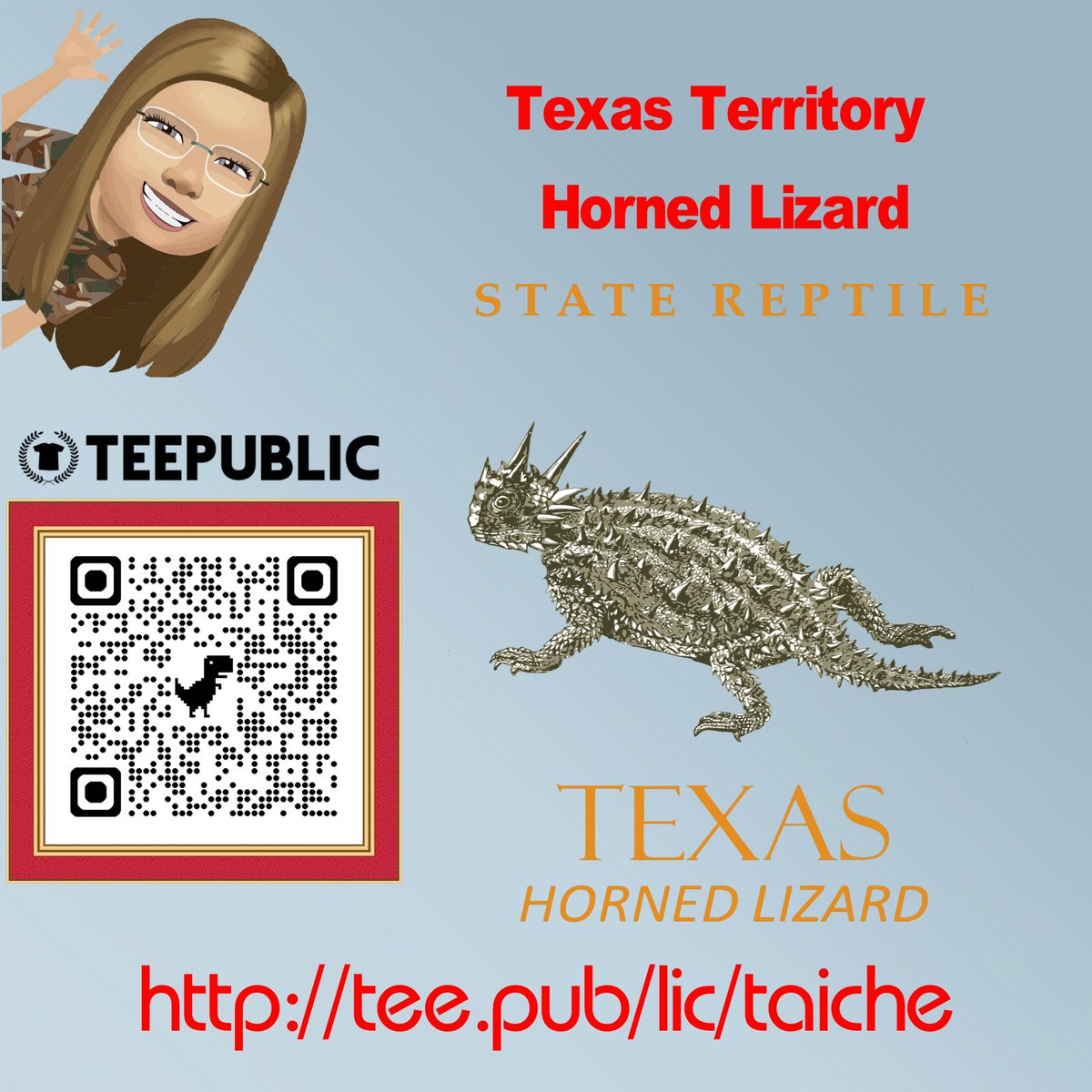 TaicheTees's tweet photo. Texas Territory Horned Lizard - Texan - #TShirt #TeePublic #texas #texasstate #stateoftexas #lizard #hornedtoad #hornytoad #hornedfrog #phrynosomacornutum #texashome #february1 #texasborn #endangered #gifts #giftideas https://t.co/lrU3EPamDK https://t.co/KEPpXPUEZG