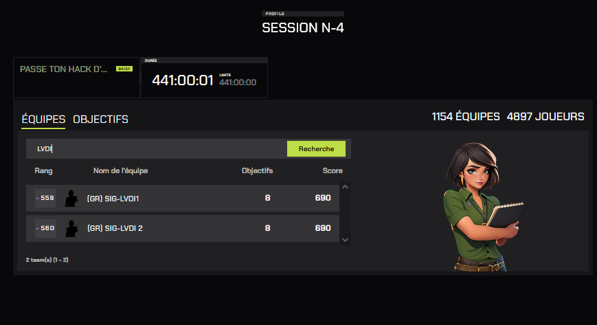 Les élèves de TSIG et leur professeur, Mme BERNARD, ont participé au challenge Passe ton hack d'abord - 2025 "Organisation et numérisation/Cybersécurité" : une belle place au classement (559 et 560/ 1154) et une belle implication  dans les  différentes activités proposées !