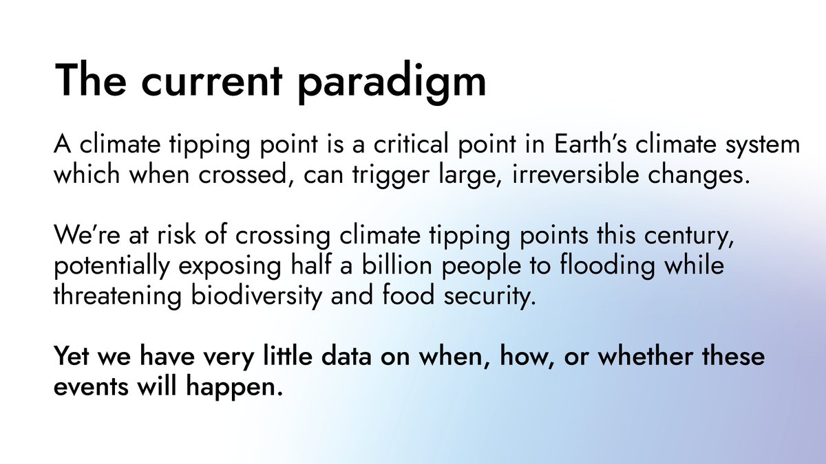 A climate tipping point is a critical point in the Earth's climate system, yet we have very little data on when, how or whether these events will happen