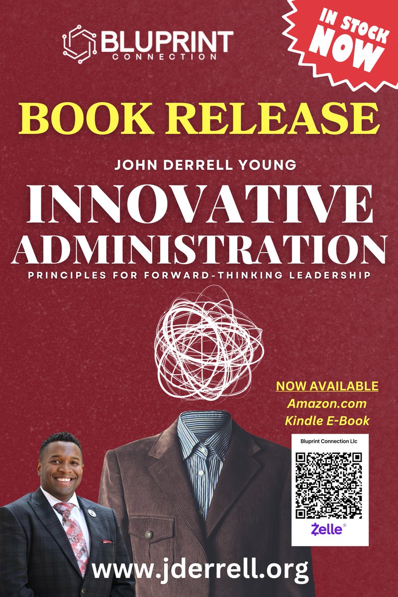 jderrellyoung's tweet photo. “It’s finally here! 🎉 Innovative Administration: Principles for Forward-Thinking Leadership is officially available! This book is for every leader, administrator, and visionary ready to step into the future of leadership. Get your copy today! 🚀 #InnovativeAdministration” https://t.co/yvduCIIlPs