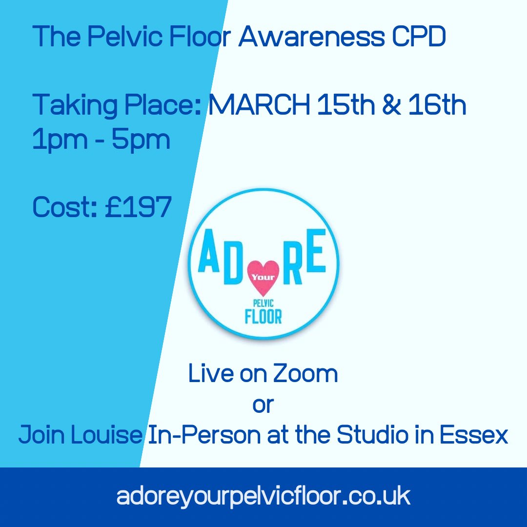CPD training geared to Fitness &amp; Health Professionals 
⭐️The Pelvic Floor Awareness CPD⭐️

Details: adoreyourpelvicfloor.co.uk/events/the-pel…?

#upskill #pelvicfloor #pelvicrehab