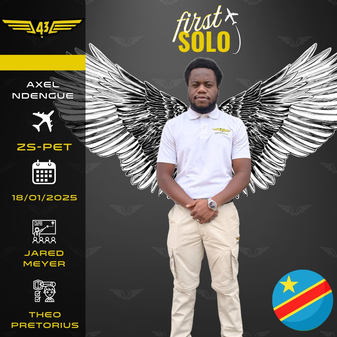 From training to taking off—congratulations to Axel Ndengue from the Congo on completing his first solo flight! 🚀✈️ Your pilot journey has truly begun!

#43AirSchool #FirstSoloFlight #PilotJourney #FlyHigh #AviationPassion #ClearedForTakeoff