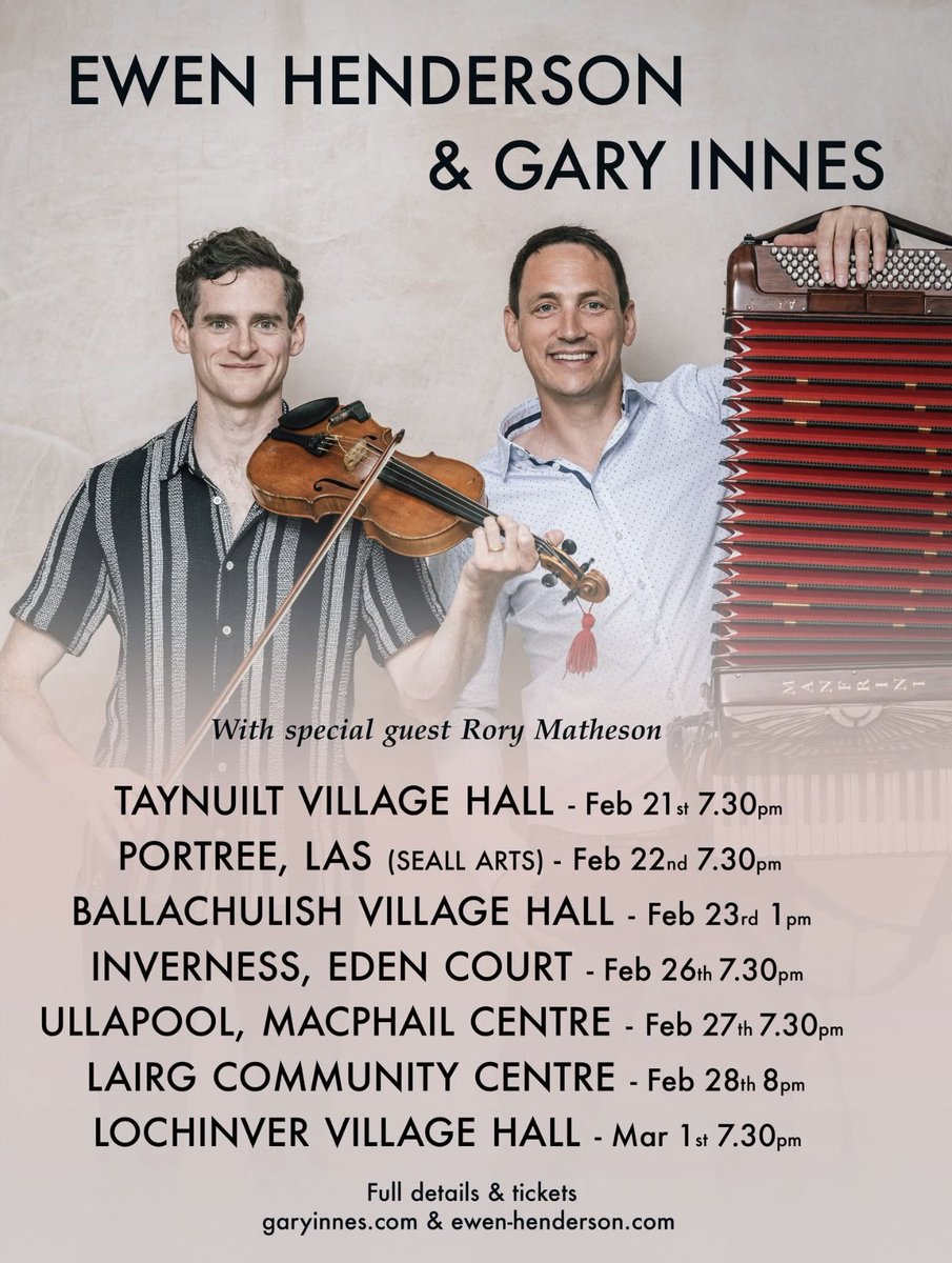 Gary Innes (@garyinnes) on Twitter photo It was brilliant to get a tune with <a href="/herringtweets/">Ewen Henderson</a> and Rory Matheson on Take the Floor last night <a href="/BBCRadioScot/">BBC Radio Scotland</a> ahead of us heading out on the road next week. You can listen back here and look forward to hopefully seeing many of you along the way 🪗 🎻 🎹 bbc.co.uk/sounds/play/m0… It was brilliant to get a tune with <a href="/herringtweets/">Ewen Henderson</a> and Rory Matheson on Take the Floor last night <a href="/BBCRadioScot/">BBC Radio Scotland</a> ahead of us heading out on the road next week. You can listen back here and look forward to hopefully seeing many of you along the way 🪗 🎻 🎹 bbc.co.uk/sounds/play/m0…