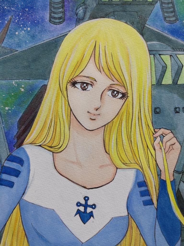 b1ON4yGmAb89149's tweet photo. 出だしから手こずっていた、オリジナル版サーシャのアナログ水彩イラストが、漸く、漸く完成しました。めっちゃ時間が掛かってしまったが、一先ずホッと一息。😮‍💨
手描きは、絵の具のにじみや、画用紙のヨレが一番の敵かもーー。😅まぁ、素人の描くイラストですから、そんな下手さも愛嬌って事で。😁✋ https://t.co/CgaKdGaY93