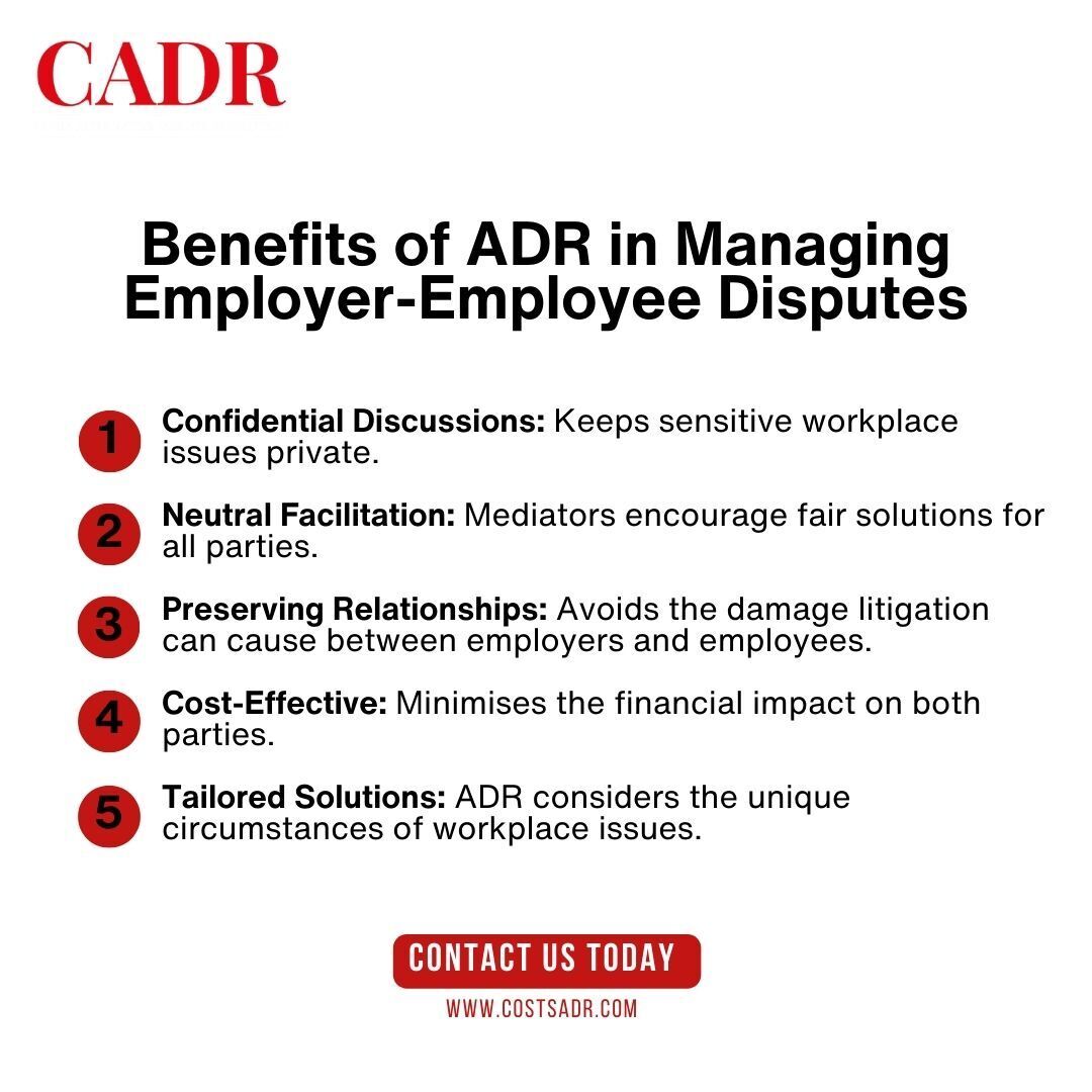 CostsADR's tweet photo. Confidential. Neutral. Effective. ADR is designed to address workplace disputes with care, keeping discussions private and fostering fair outcomes for all parties involved. 🛠️✨ https://t.co/vSP3H6o06g