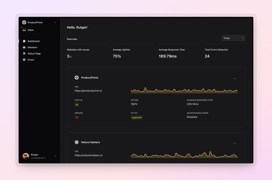 MadeWithLaravel's tweet image. Sorane offers website monitoring & error tracking 🔍️ It's a tool #madewithlaravel for Laravel apps! - madewithlaravel.com/sorane