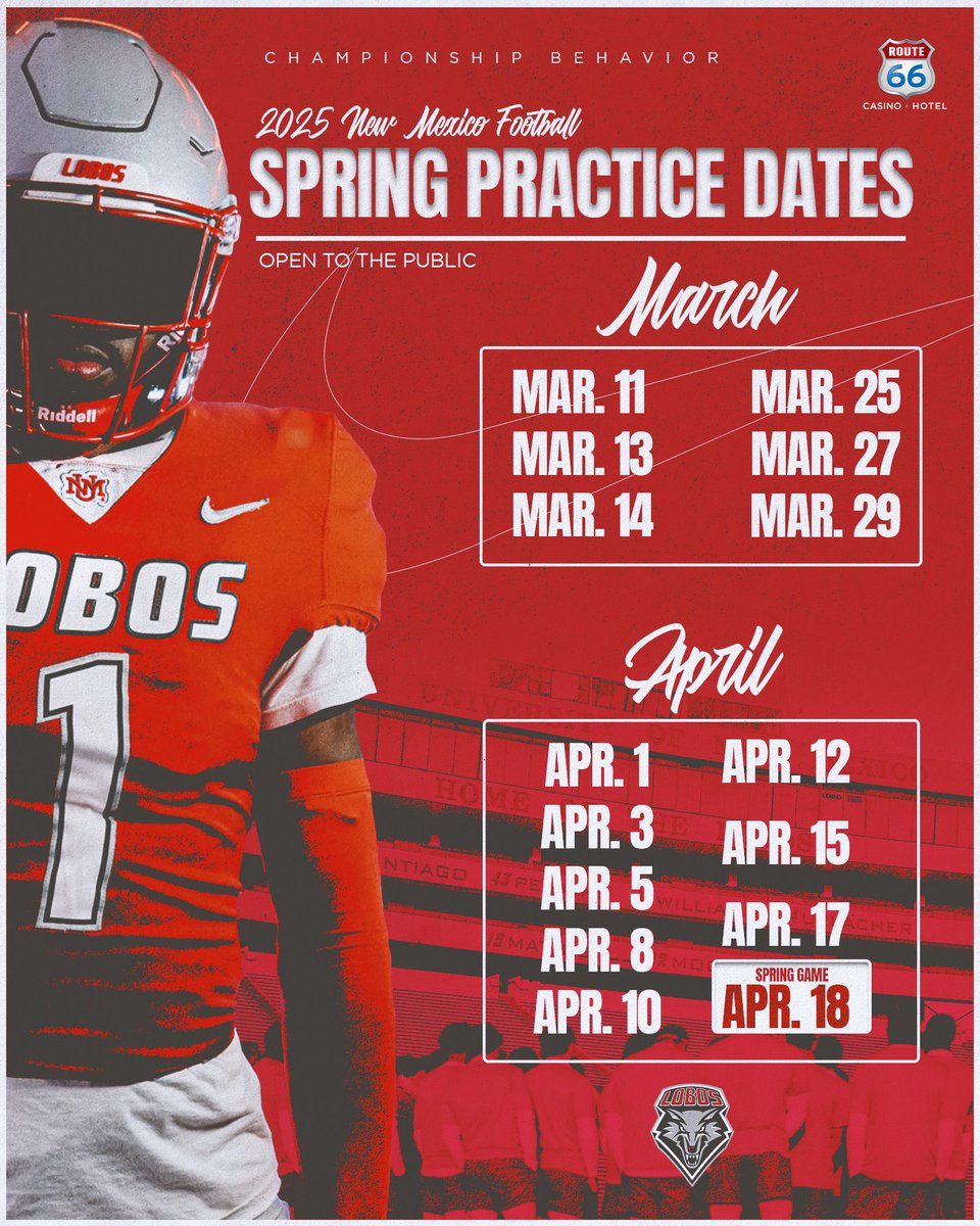 Mark you calendars 🗓️ 

Spring ball is just around the corner! 🏈

Come check out the 2025 Lobos! 🐺