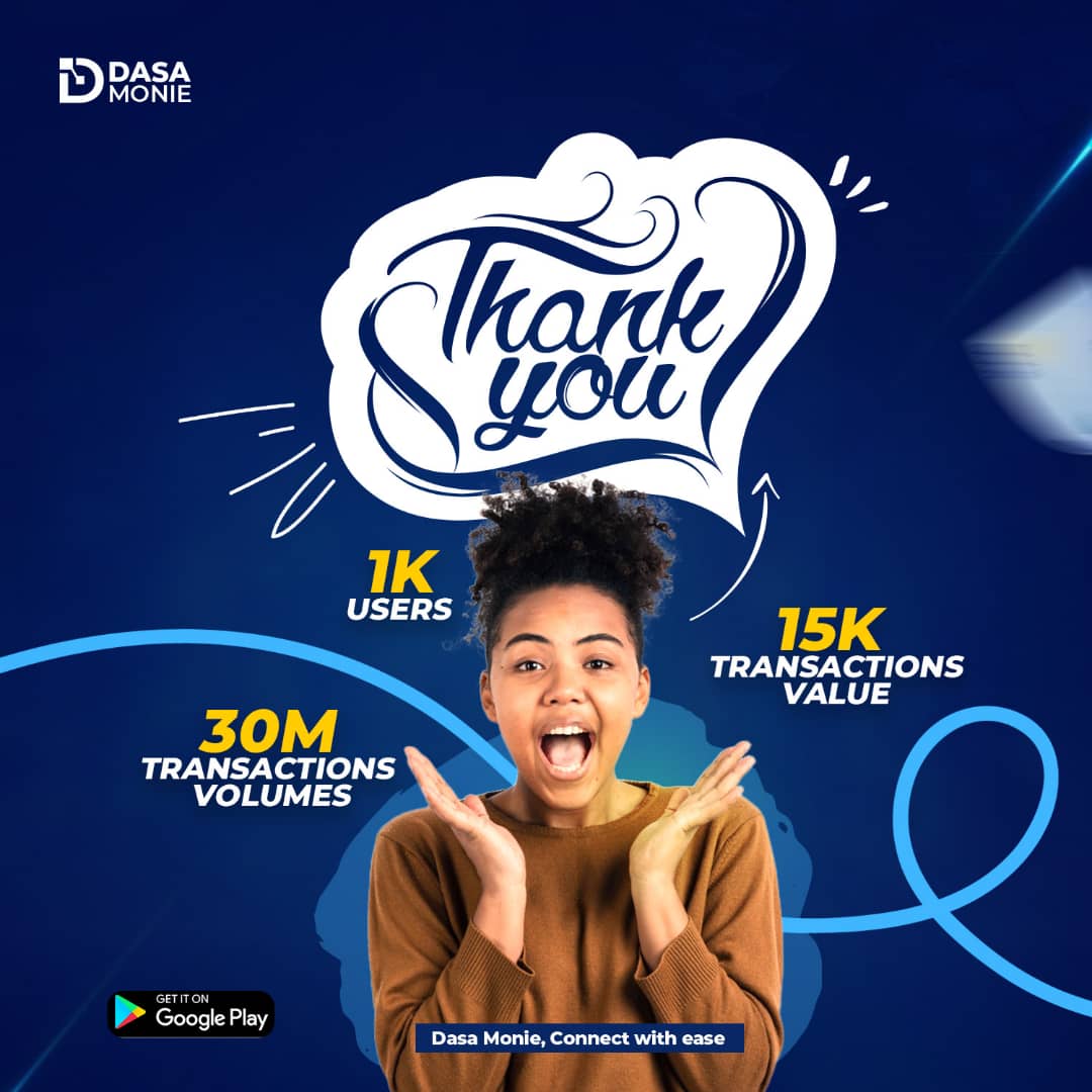 DASAMONIE's tweet photo. 🎉 Thank You for 1K Users! 🎉

We are beyond grateful to each and every one of you for making Dasamonie reach 1,000 users! This is a huge milestone.

👉 Download Now
https://t.co/SIns3pLZgl
Thank you for being part of our journey! 🚀💙 #Dasamonie
#1KUsers 
#Grateful
#KeepGrowing https://t.co/cJh2Fw9nkf
