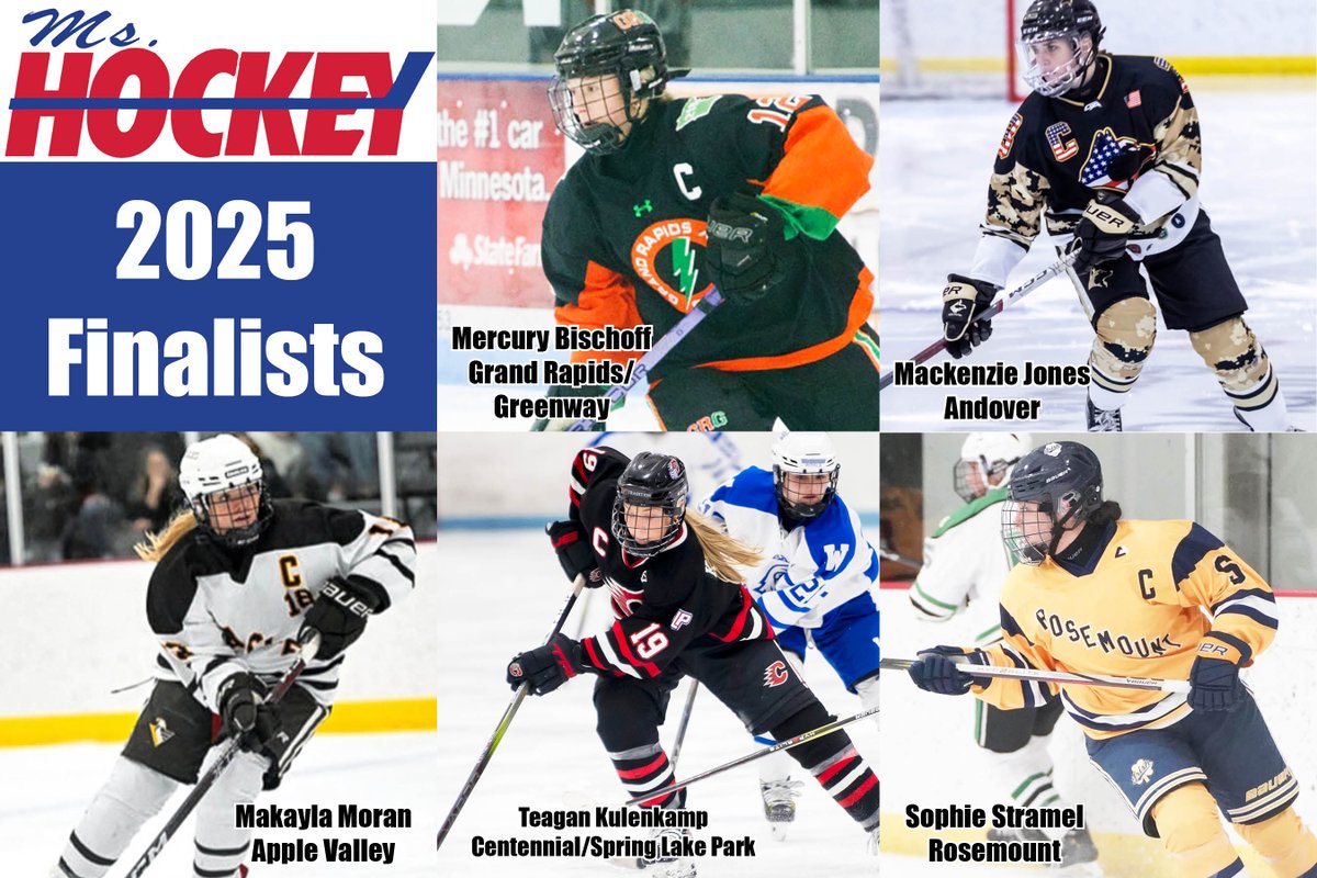 The Five Finalists have been named for the coveted Ms. Hockey Award.
Congratulations to these five girls who emerged from a very strong class of Semifinalists and a strong overall Class of 2025.
The winner will be announced Sunday, Feb. 23 at the annual Ms. Hockey Banquet.