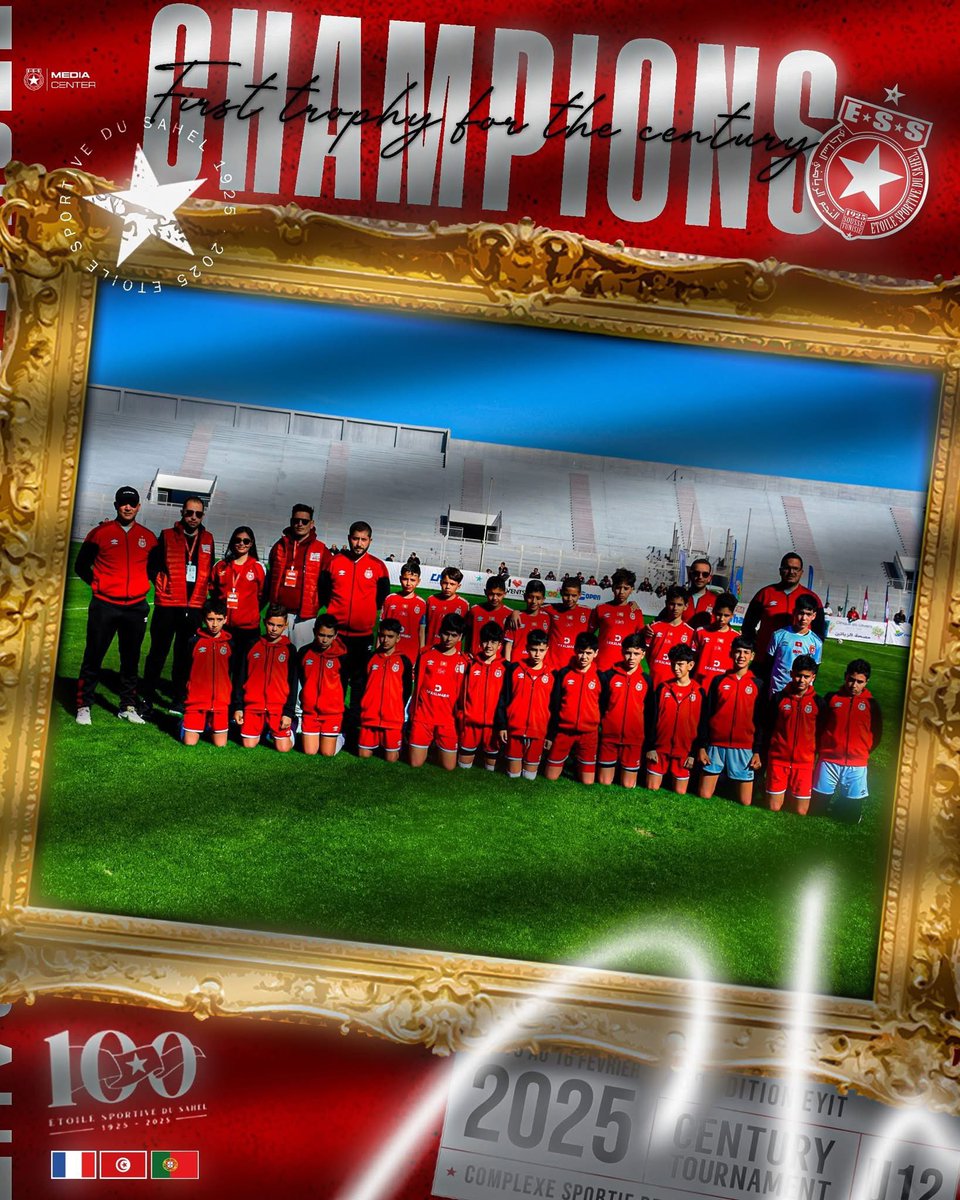 🏆 CHAMPIONS ! 🏆🔥
L’Étoile Sportive du Sahel brille une fois de plus ! ⭐💪
Après un parcours exceptionnel, notre équipe ESS remporte le Century Tournament U12 ! 🎉⚽
#ESSChampions #CenturyTournament #U12 #ForzaESS #Victoire #Champion2025