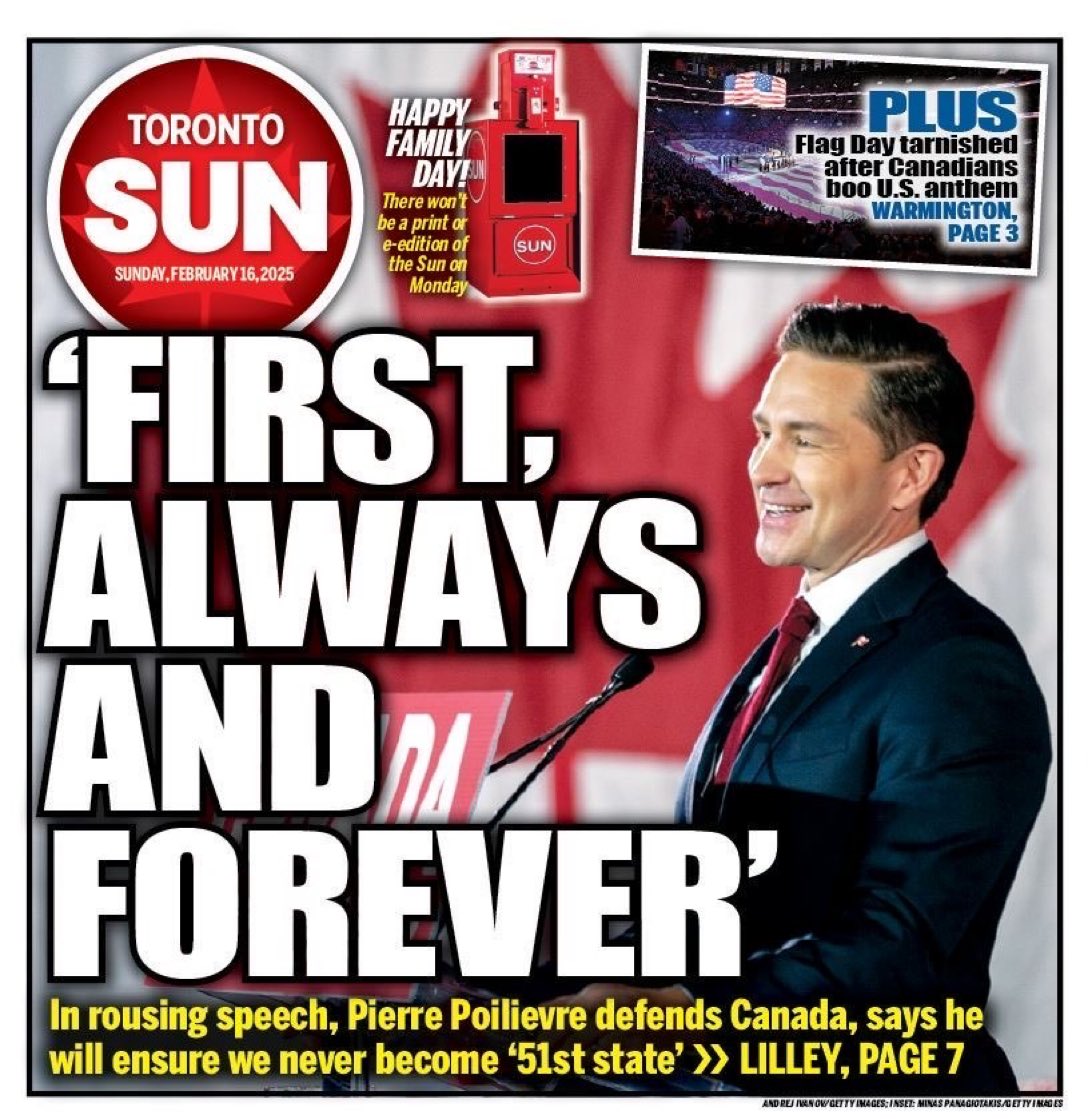 The speech Pierre Poilievre gave on Saturday was a brilliant example of positive patriotism. 
He professed Canada first, Canada last, Canada always. 
Read my take here. 

torontosun.com/opinion/column…