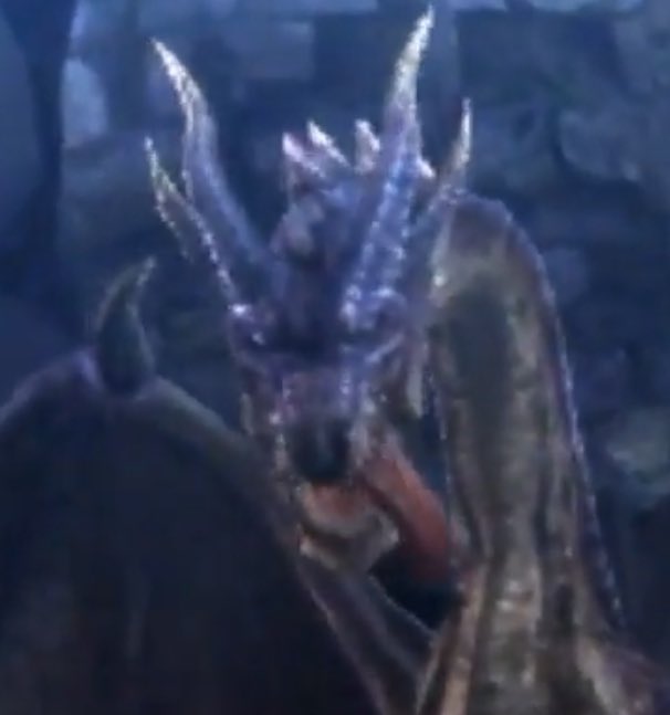 pentoman_'s tweet photo. Is there a lore reason why fatalis keep licking his lips or he’s just freaky like that https://t.co/SRyrOuCrTa