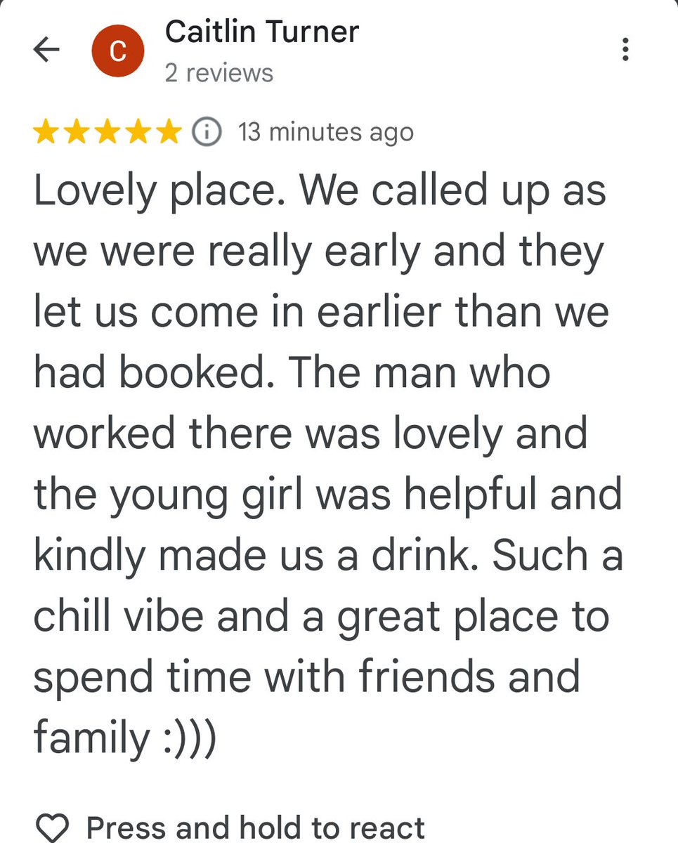 Lovely to receive another 5🌟 review. Google Reviews make a big difference to small businesses 📈 We've passed this onto Kevin &amp; Joanna, the PC Crew on duty when Caitlin joined us. Visit www thepotterycave.co.uk for creative experiences, #giftvouchers &amp; more. #Staffordshire