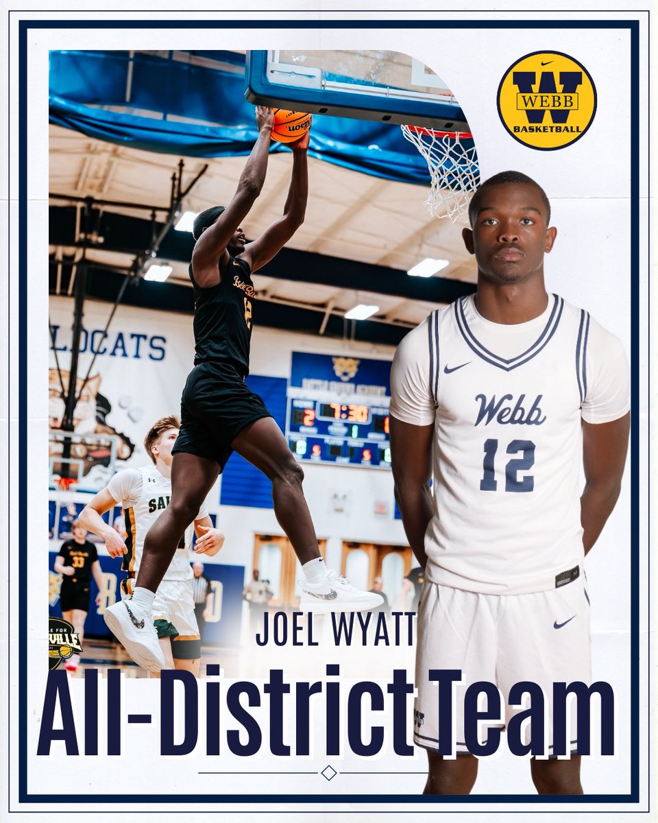 Congratulations to Jax Howard, Eli Brown, and Joel Wyatt on their regular season and post season accomplishments!

DII-A District 3: Regular Season All-District Team:
Sr. Jax Howard
Jr. Eli Brown
Jr. Joel Wyatt

DII-A District 3: All-Tournament Team: 
Sr. Jax Howard

#WeAreWebb🏀