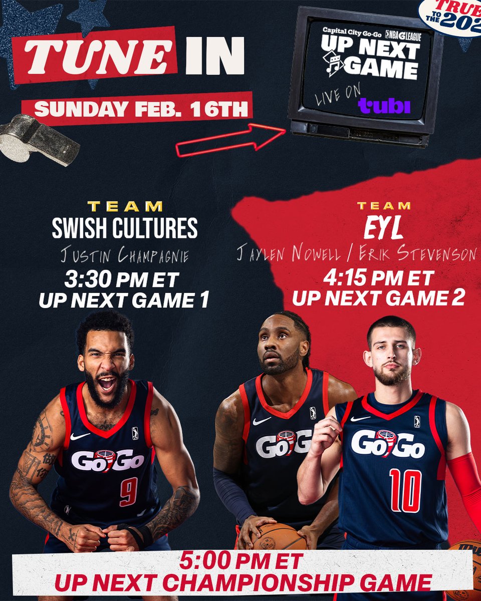 ⭐️ TODAY'S THE DAY ⭐️

Tune into <a href="/Tubi/">Tubi</a> today starting at 3:30pm ET to cheer on our guys in the <a href="/nbagleague/">NBA G League</a> Up Next games! 

#BeatOfDC