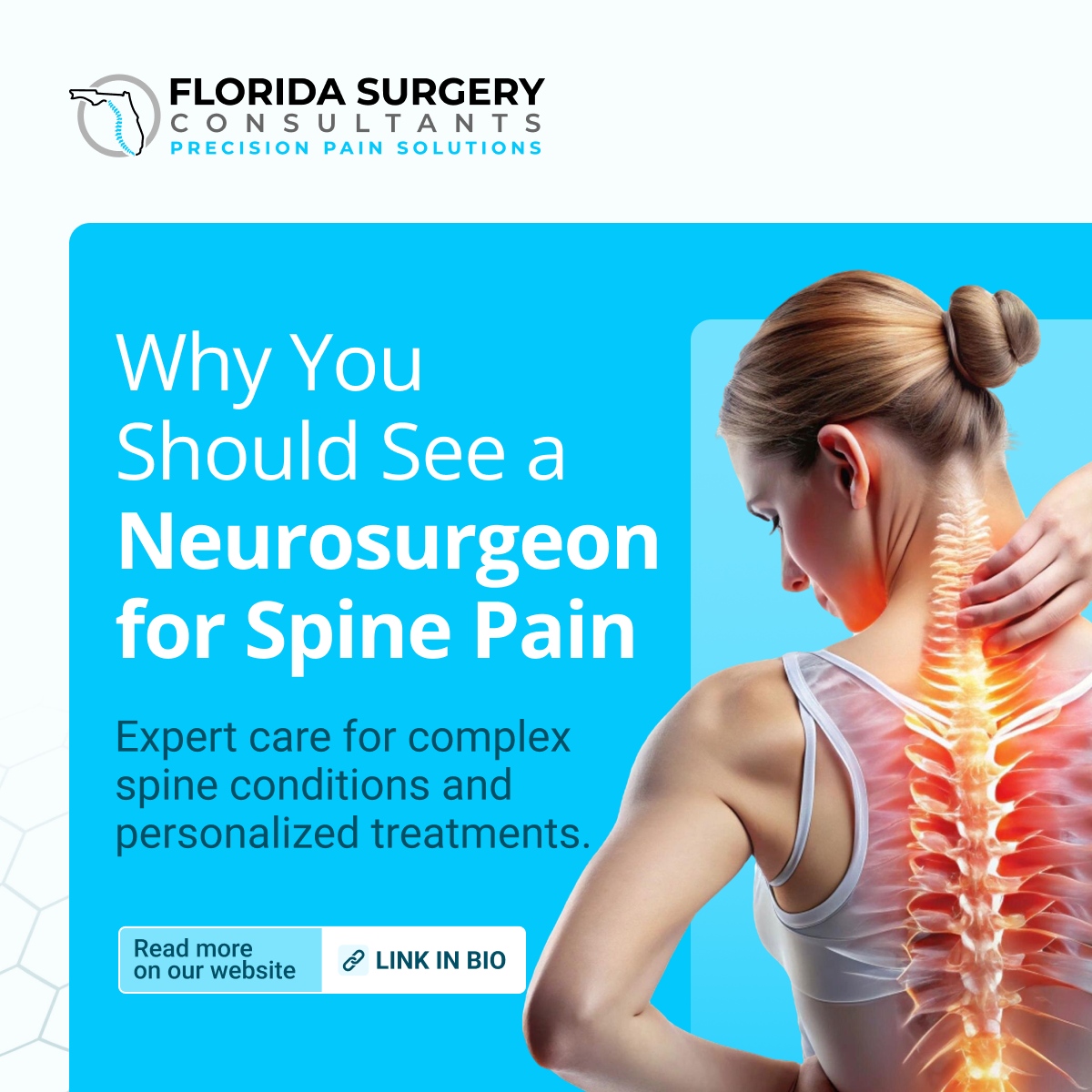 A neurosurgeon can provide advanced expertise in treating complex spine conditions with the latest techniques, both surgical and non-surgical. Discover how specialized care can lead you to long-term relief. Learn more—link in bio. #SpineCare #Neurosurgery #PrecisionPainSolutions