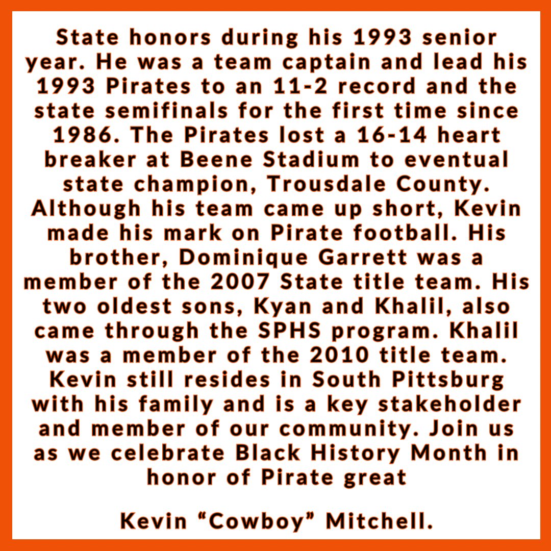 SPHSPIRATES's tweet photo. Join us in celebrating our second Black History month honoree for 2025, Mr. Kevin Mitchell. #BlackHistoryMonth #ThePitt @QMccamey52 https://t.co/eTt6mALam8