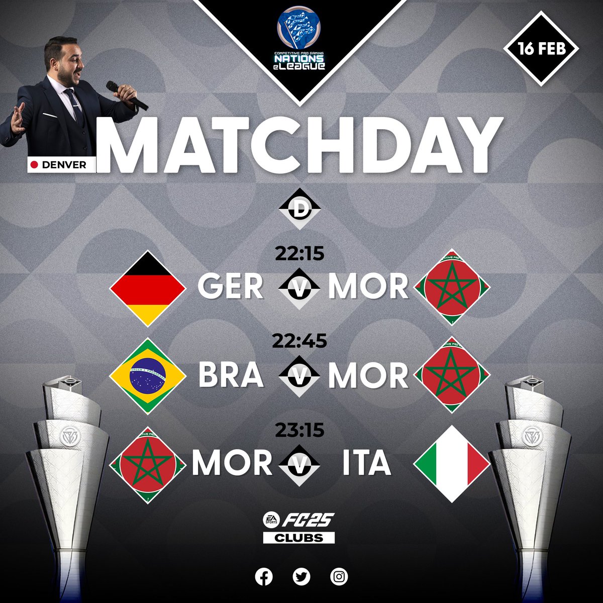 E-Moroccan League (@vpg_eml) on Twitter photo 🇲🇦<a href="/Morocco_eSports/">Morocco eSports</a> continues its journey in the <a href="/CPG__eSports/">Competitive Pro Gaming</a> Nations eLeague!
Yesterday, the team delivered a stellar performance, securing victories against France and Egypt B and drawing against Portugal.
📺 Tune in for the live broadcast at 22:00 on our Facebook page. 🇲🇦<a href="/Morocco_eSports/">Morocco eSports</a> continues its journey in the <a href="/CPG__eSports/">Competitive Pro Gaming</a> Nations eLeague!
Yesterday, the team delivered a stellar performance, securing victories against France and Egypt B and drawing against Portugal.
📺 Tune in for the live broadcast at 22:00 on our Facebook page.