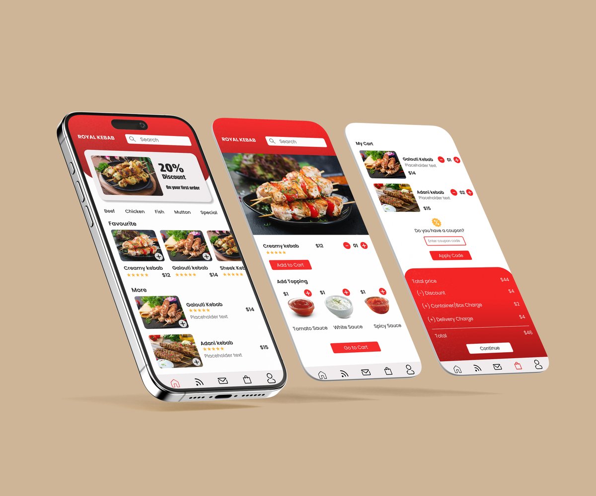 Restaurant App UI/UX design with 3D mockup.
....
#ui #ux #uiux #app #appdesign #appuidesign #mobileapp #figma #xd #android #ios #userinterface #userexperience #appuiux