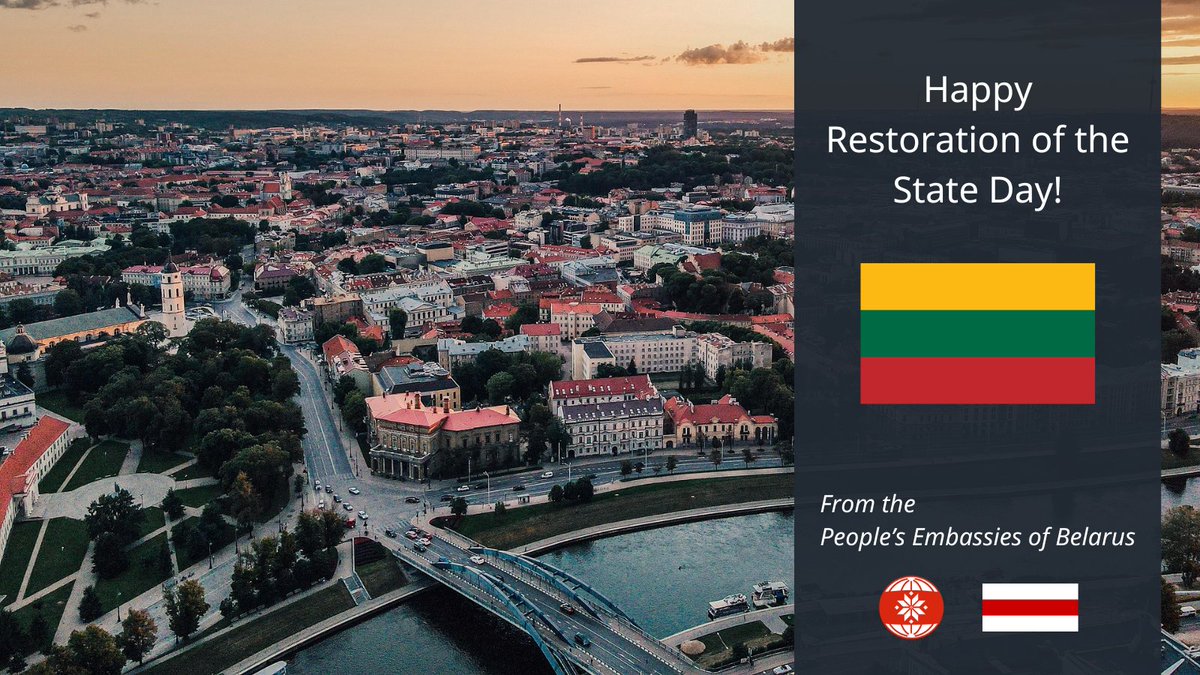 Happy Restoration of the State Day, #Lithuania!
Your unwavering road to independence has long inspired Belarusians fighting for democracy. May this special day reinforce the bonds of mutual respect between our peoples. Su švente!
<a href="/LithuaniaMFA/">Lithuania MFA | #StandWithUkraine</a>