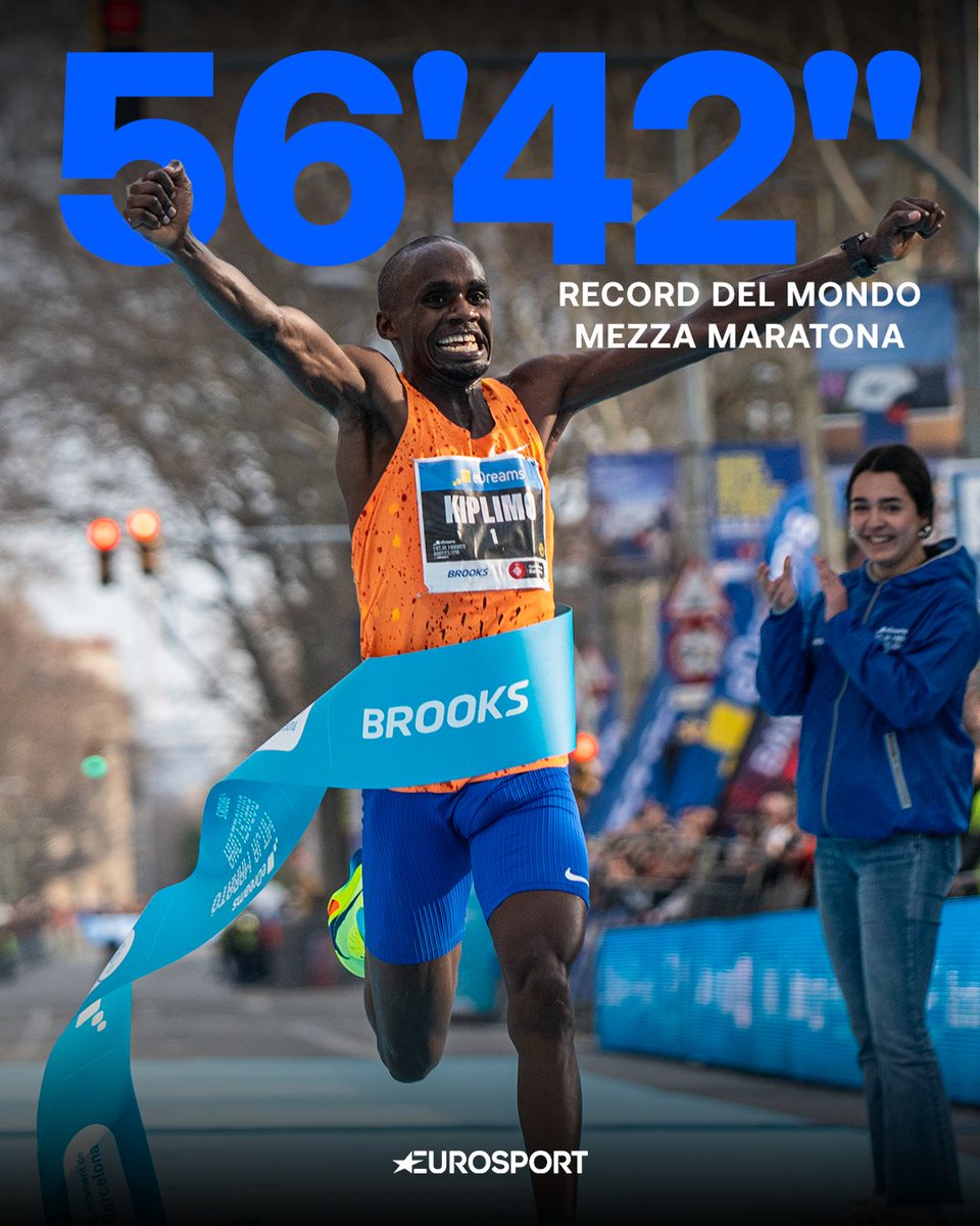 Eurosport_IT's tweet image. 🤯🤯🤯

Jacob Kiplimo ha demolito il precedente record di 57&apos;30&quot;, detenuto dall’etiope Yomif Kejelcha Atomsa, che lo aveva stabilito nel 2024, a sua volta migliorando il tempo di Kiplimo di 57&apos;31&quot; realizzato a Lisbona nel 2021.

#Atlethics #barcelonahalfmarathon #Kiplimo