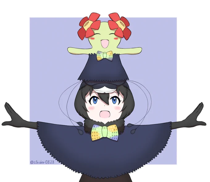 フォロワーさんからのリクエストカンザシフウチョウとキレイハナ(カンザシ仕様)です。#ポケモン #けものフレンズ 