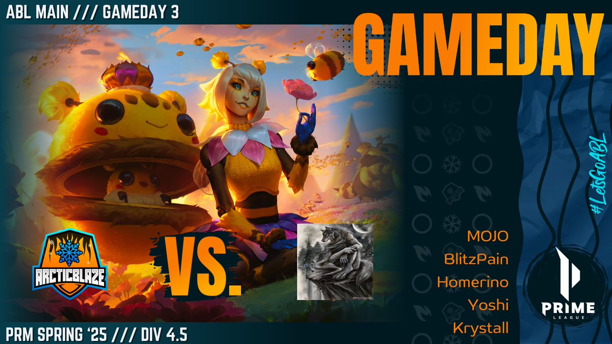 ❄️ #PrimeLeague Gameday 3️⃣

🔥 #ArcticBlaze Main 🆚 NoQuitters ❇️

Time to make them quit 😎

🕔 Time: 20:00 CET
🎤 Cast: <a href="/SGD_Buddy/">Florian ''Buddy'' Hartwig</a> &amp; <a href="/Kunjutsu/">Saikunju</a>
📺 Twitch 👉 TeamArcticBlaze (German)

↗️ MOJO | <a href="/SLR_MOJO/">MOJO</a>
🏕️ BlitzPain | <a href="/FinnScheidl/">BlitzPain</a>
➡️ Homerino | <a href="/HOMERIN013/">HOMERIN0</a>
↘️ Yoshi | <a href="/Yoshi_uff_/">Yoshi</a>