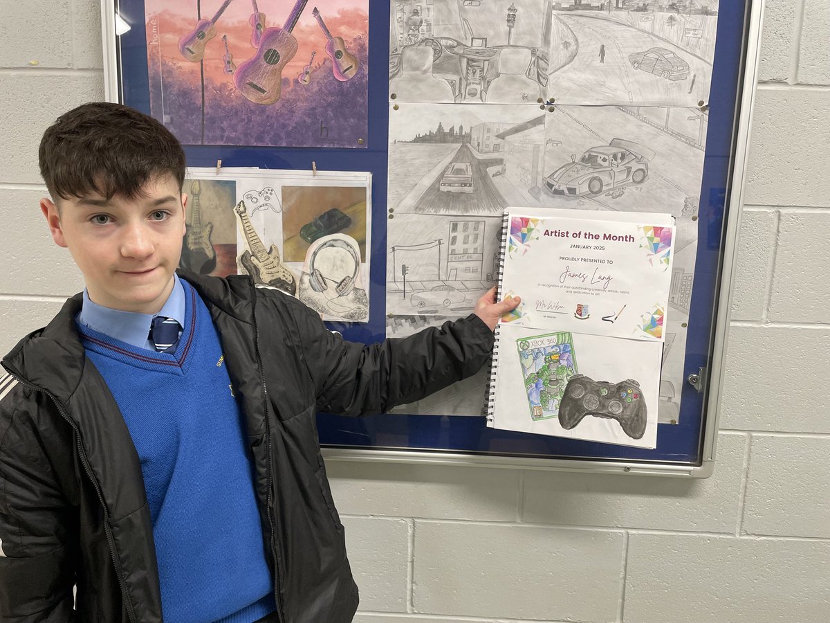 Congratulations to James Lang &amp; Daniel McPadden who were awarded artist of the month for January 2025.Both students are dedicated to their craft &amp; put in serious effort to work. It is a pleasure to teach both students in the art room with their enthusiasm.