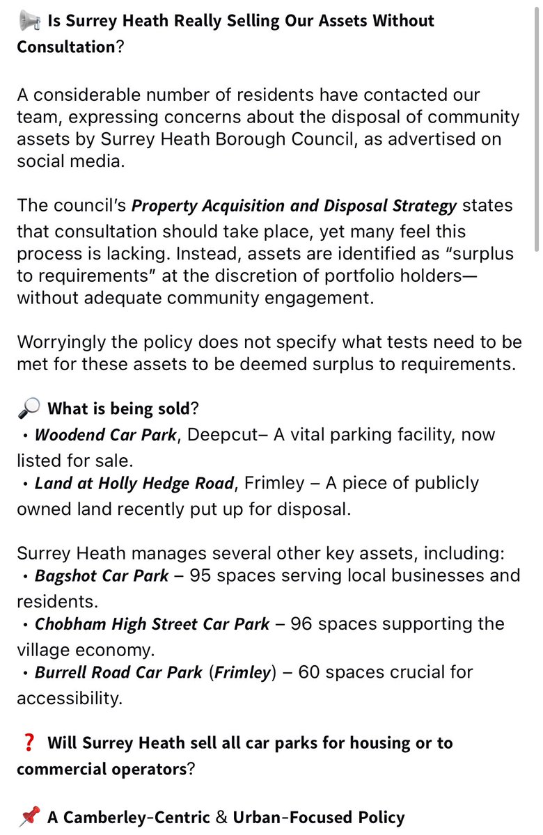 SHCA_news's tweet image. .@SurreyHeathLDs selling the family silver. 

And not even consulting with residents. 

These are public assets. Shameful. 

surreyheath.gov.uk/sites/default/…