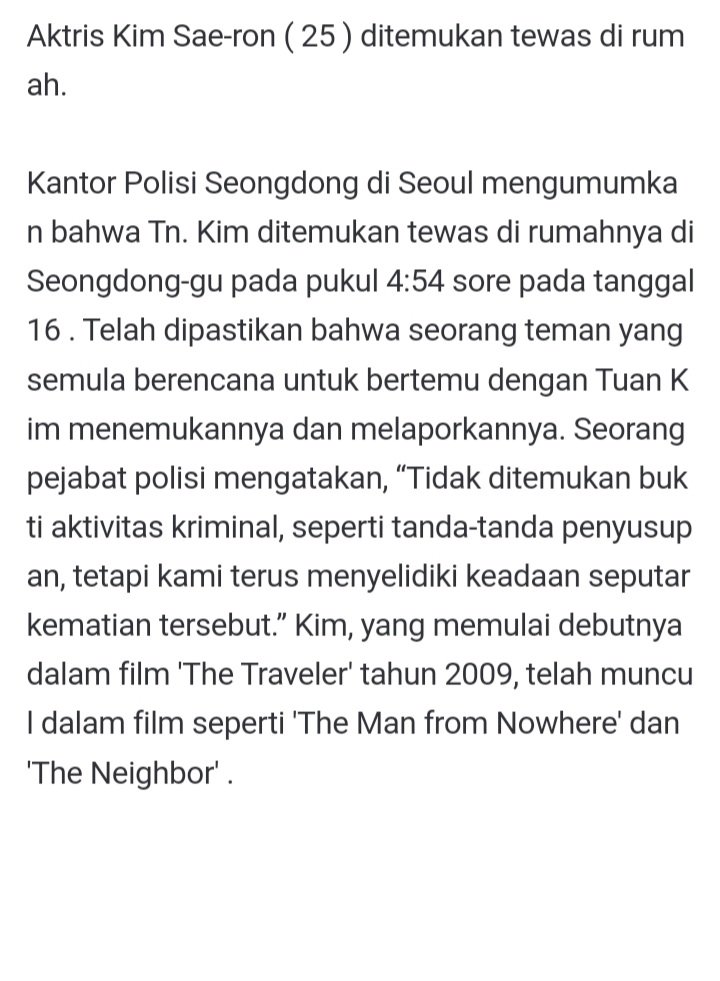 •kdm• Kim Saeron ditemukan meninggal dunia hari ini dirumah nya. Rest in peace 🙏🕊