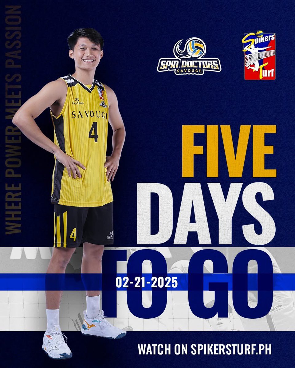 5 days to go, and the Savouge Spin Doctors are set to spin into action! Let's do this! 💪🏐

#Savouge #SavougeSpinDoctors #SpikersTurf2025 #SpikersTurf2025 #WherePowerMeetsPassion