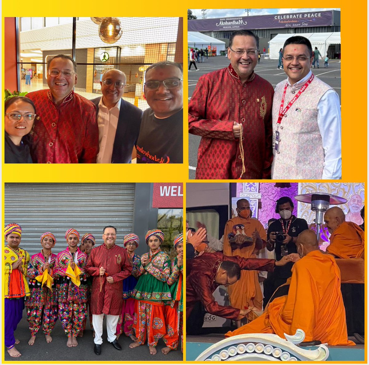 Jai Swaminarayan. Such an honour to fly to Melbourne for two days to welcome <a href="/BAPS/">BAPS</a> His Holiness Mahant Swami Maharaj to Australia and receive his blessings. I’m am truly so incredibly grateful to have such a strong personal connection to him 🙏🏽🥹❤️ #AkshardamMelbourne