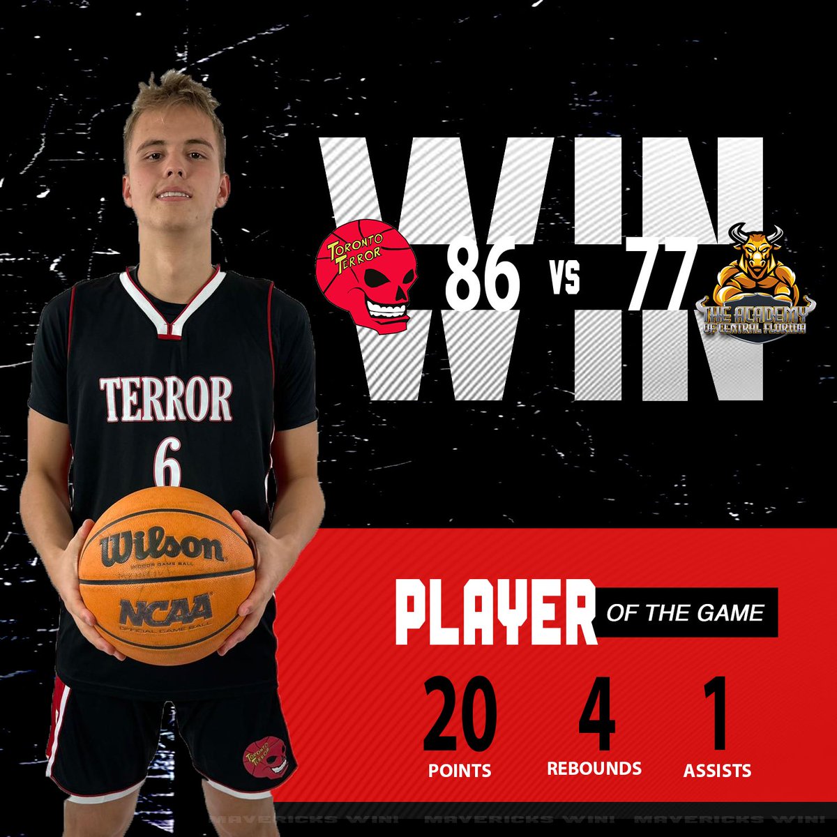 Terror defeats the Academy of central Florida to move to 2-1 at the IMG beach blast. 

25” 6”8 Edvard Herter
20 pts, 4 rebs, 1 ast

25” 6”11 Adam Tokpah 
20pts, 9 Rebs and 1 block. 

25” 6”7  Chukwu Anigozie 
17 pts, 11 rebs and 6 ast 

25 6”3 Luke Jamieson
10 pts, 4 rebs, 4 ast