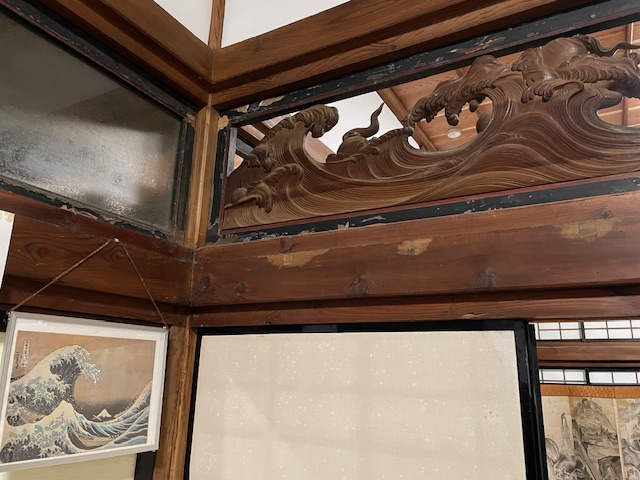 蔵A4073】建具 彫刻欄間 伊勢神宮 二見ヶ浦 一対 清流作 | 欄間 山門・