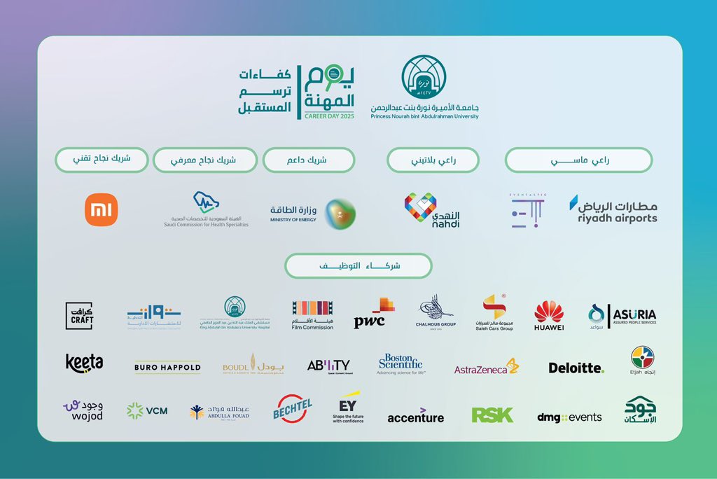 ينطلق يوم الاثنين17-18فبراير
يوم المهنة 2025 في #جامعة_الأميرة_نورة بنت عبد الرحمن في مركز المؤتمرات والندوات والموجه لجميع الباحثين عن فرص وظيفية
الفعالية تبدأ الساعة 9ص-٩ م
لا تفوتوا فرصة الحضور والاستفادة من البرامج المهنية المصاحبة 
سجل الآن:
career-day.pnu.edu.sa/auth/registrat…
#PNU
