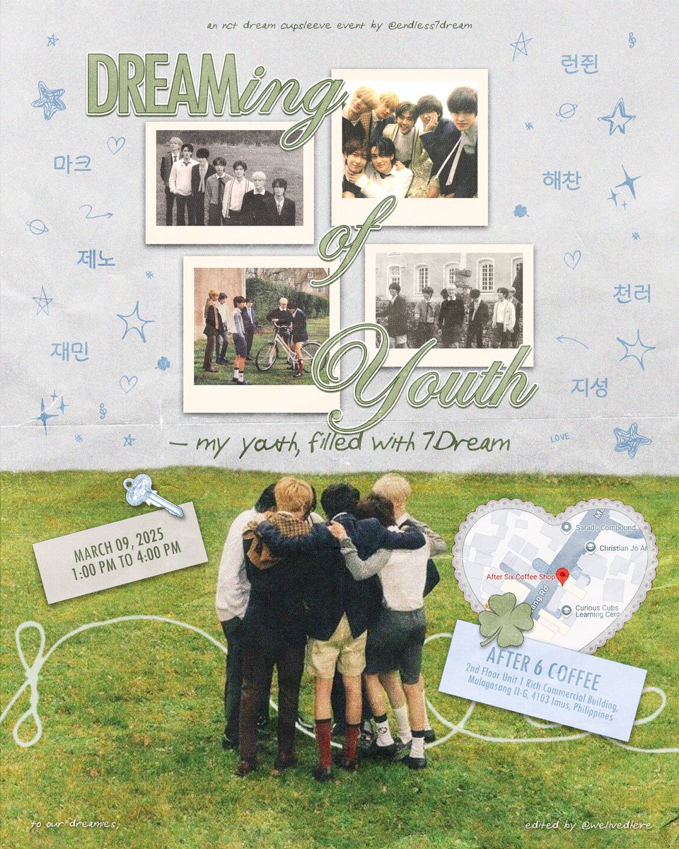 endless7dream's tweet photo. Are you ready to 𝒟𝑅𝐸𝒜𝑀 of 𝒴𝒪𝒰𝒯𝐻?

𝑨𝒏 𝑵𝑪𝑻 𝑫𝒓𝒆𝒂𝒎 𝑪𝒐𝒎𝒆-𝒂𝒏𝒅-𝑮𝒐 𝑪𝒖𝒑𝒍𝒔𝒆𝒆𝒗𝒆 𝑬𝒗𝒆𝒏𝒕

🗓️ March 09, 2025
🕥 1:00 pm to 4:00 pm
📍After Six Cafe https://t.co/qdYDxopYFW