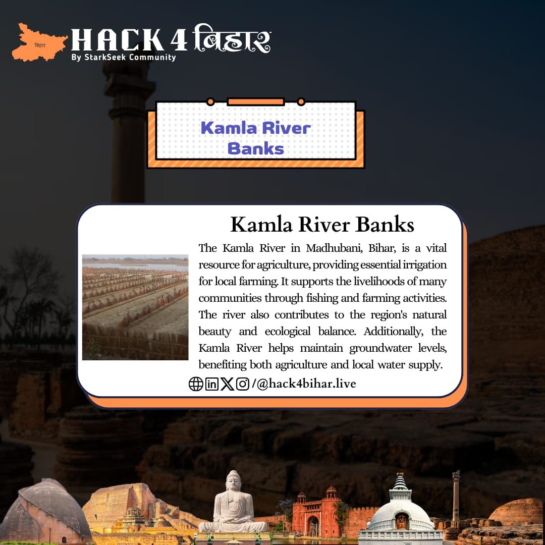 Hack4Bihar's tweet photo. The Kamla River is more than just a waterway.
It’s the lifeline of Mithilanchal, flowing through the heart of Madhubani, Bihar. For generations, its waters have nourished the fertile lands, sustaining farmers and fueling a thriving fishing industry.
#hack4bihar https://t.co/CTaCSp6unU