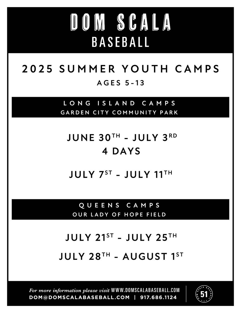 DScalaBaseball's tweet photo. There is no better summer baseball experience. I have taught thousands of students &amp; helped them get to many levels. 
This is my 24th year &amp; we get filled up fast. Early registration now open so don’t hesitate. Go to https://t.co/gmy7L1jchd for more information &amp; to register. https://t.co/JOlnGyq38z