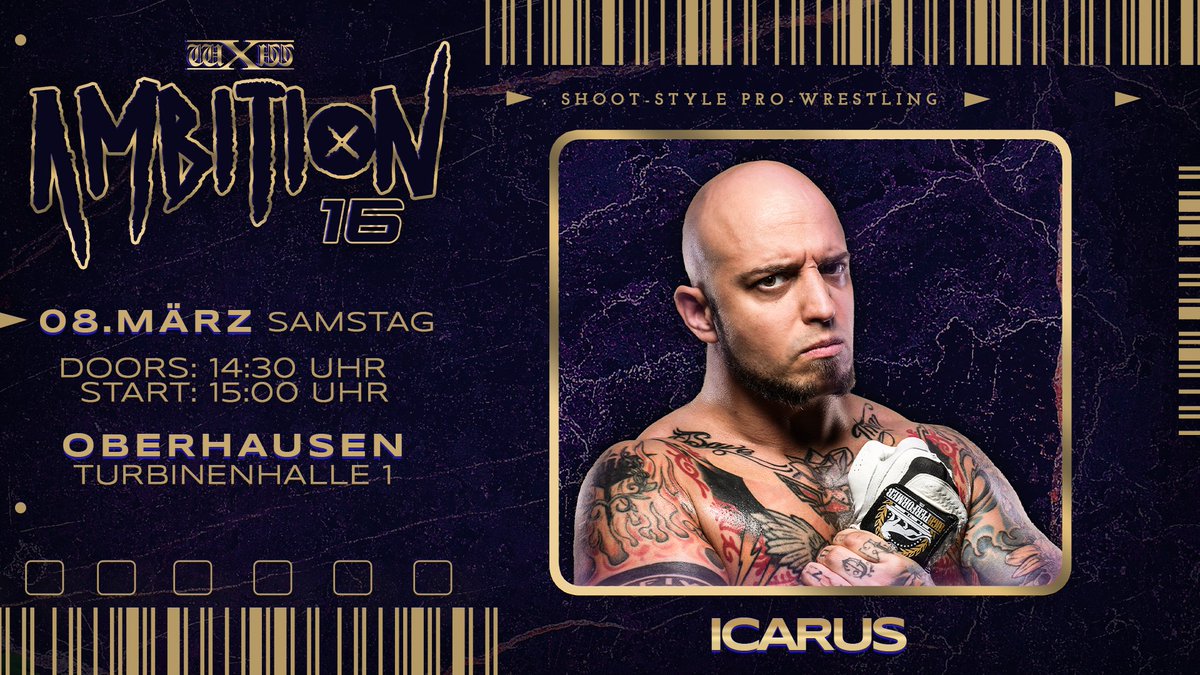 wXwGermany's tweet photo. Vier weitere AMBITION-Teilnehmer bestätigt!

In den letzten Wochen haben wir bereits Thomas Shire, Liam Slater, Danny Jones und Zozaya für AMBITION angekündigt. Jetzt kommen vier weitere Kämpfer dazu:

- @IcarusAaron 
- @Fast_Time_Moodo 
- @njpw_nakashima 
- Dieter Schwartz

Seid dabei, wenn sich einige der härtesten Kämpfer am #wXw16Carat Gold-Wochenende im Shoot-Style Wrestling in Oberhausen messen!

AMBITION 16
Im Rahmen von wXw 16 Carat Gold 2025
Samstag, 08. März - 15 Uhr
Turbinenhalle 1, Oberhausen

Sichert euch jetzt eure Tickets und seid live dabei!

🎟️ Tickets & Infos: Link in BIO