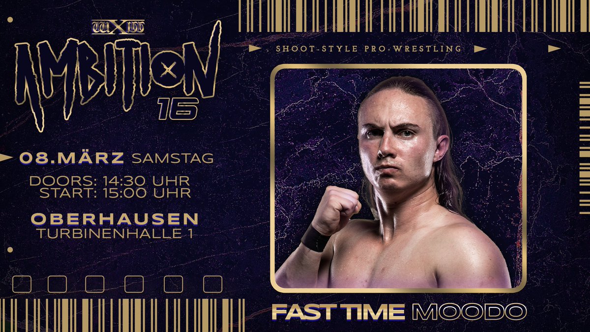 wXwGermany's tweet photo. Vier weitere AMBITION-Teilnehmer bestätigt!

In den letzten Wochen haben wir bereits Thomas Shire, Liam Slater, Danny Jones und Zozaya für AMBITION angekündigt. Jetzt kommen vier weitere Kämpfer dazu:

- @IcarusAaron 
- @Fast_Time_Moodo 
- @njpw_nakashima 
- Dieter Schwartz

Seid dabei, wenn sich einige der härtesten Kämpfer am #wXw16Carat Gold-Wochenende im Shoot-Style Wrestling in Oberhausen messen!

AMBITION 16
Im Rahmen von wXw 16 Carat Gold 2025
Samstag, 08. März - 15 Uhr
Turbinenhalle 1, Oberhausen

Sichert euch jetzt eure Tickets und seid live dabei!

🎟️ Tickets & Infos: Link in BIO