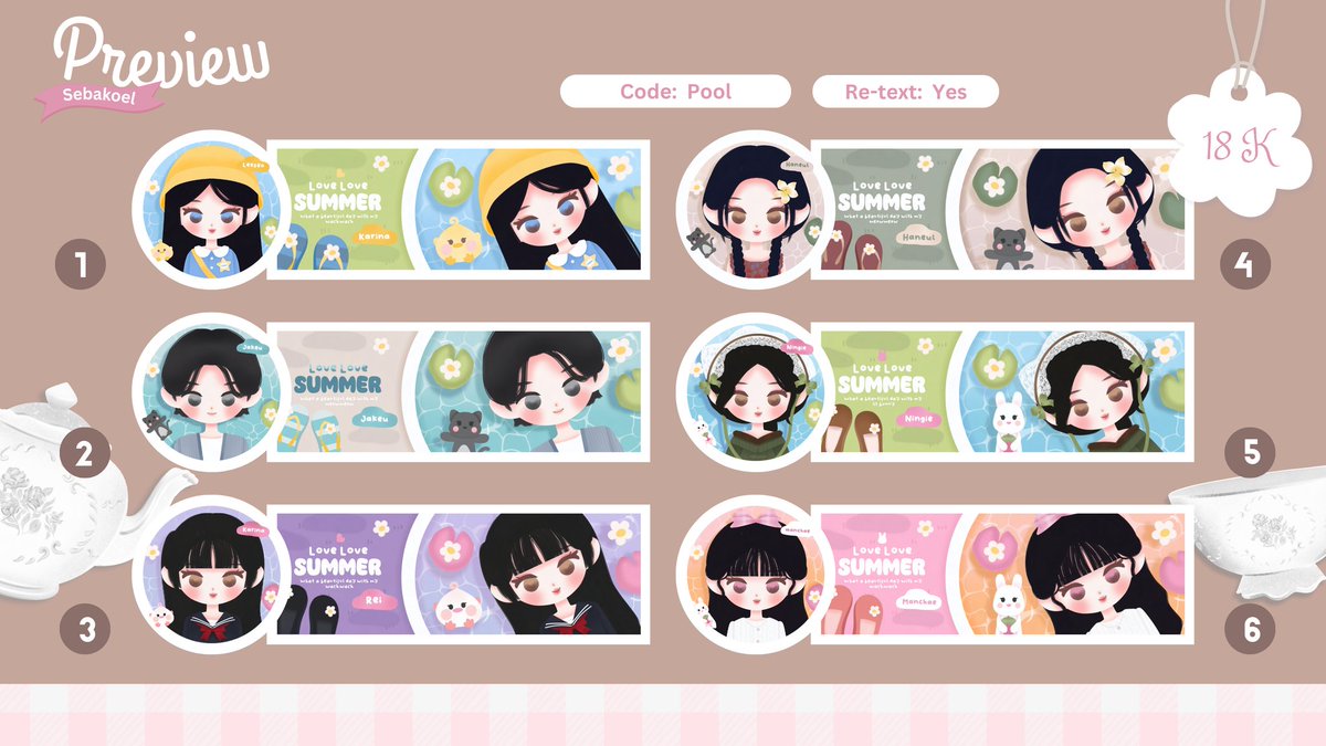 sebakoelsatji's tweet image. Help RT, thank you 🫶🏻

Halo, Bakoel ada 6 layout chibi rs dengan catalogue baru "pool" 

Muse: eunchae, jake, karina, haneul, ningie, rei
💰 18 K (free re-text) 

Yang minat boleh dm ya 🤗🩷 #zonauang