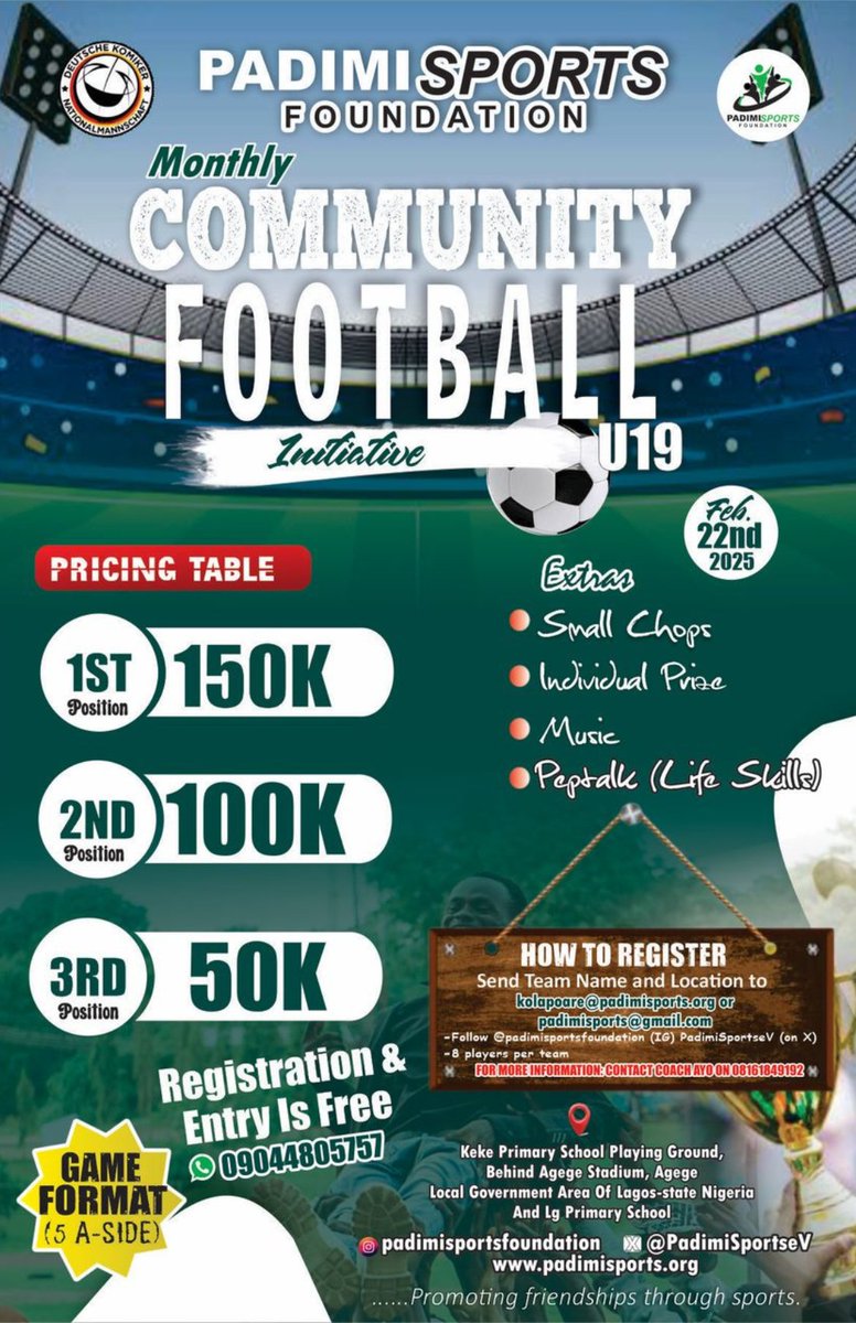 PadimiSportseV's tweet photo. 𝐏𝐀𝐃𝐈𝐌𝐈 𝐒𝐏𝐎𝐑𝐓𝐒 e.V 𝐢𝐧 𝐩𝐚𝐫𝐭𝐧𝐞𝐫𝐬𝐡𝐢𝐩 𝐰𝐢𝐭𝐡 𝐓𝐇𝐄 𝐆𝐄𝐑𝐌𝐀𝐍 𝐍𝐀𝐓𝐈𝐎𝐍𝐀𝐋 𝐂𝐎𝐌𝐄𝐃𝐈𝐀𝐍 𝐓𝐄𝐀𝐌 e.V 𝐩𝐫𝐞𝐬𝐞𝐧𝐭𝐬 𝐭𝐡𝐞 𝐌𝐀𝐈𝐃𝐄𝐍 𝐄𝐃𝐈𝐓𝐈𝐎𝐍 𝐨𝐟 𝐌𝐨𝐧𝐭𝐡𝐥𝐲 𝐂𝐨𝐦𝐦𝐮𝐧𝐢𝐭𝐲 𝐅𝐨𝐨𝐭𝐛𝐚𝐥𝐥 𝐈𝐧𝐢𝐭𝐢𝐚𝐭𝐢𝐯𝐞 (𝐔-𝟏𝟗)
...1/7 https://t.co/Foi4ilFEuU